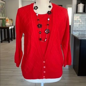 Cathy Daniels red sweater
